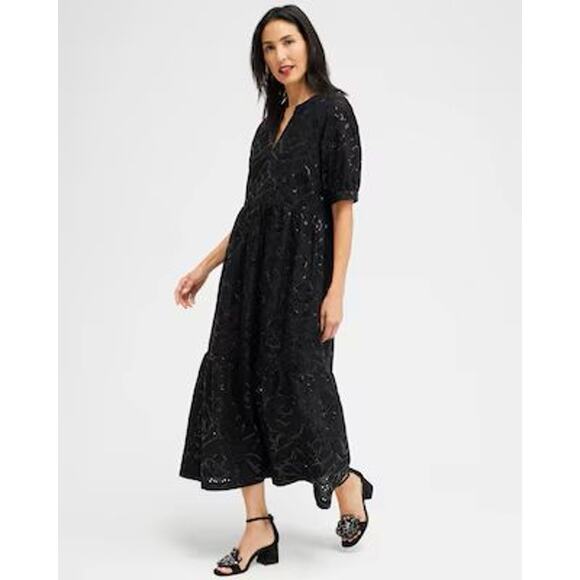 Chico’s 2.5 Sequin Eyelets Tiered Dress US 14 Party Dress Cocktail - Picture 2 of 8